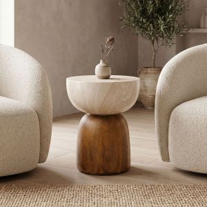 Isaka side table, MGO, cream wood imitation, D38x48 cm