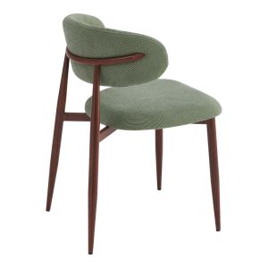 Стол Moss, цвят шамфъстък - орехов плат, метални крака 53x50x76см