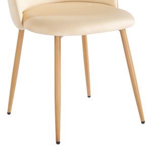 Стол Perch кремав кадифен - метален крак в естествен цвят 50x43x82см