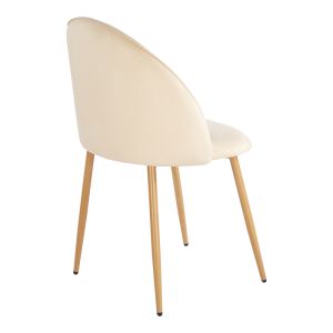 Стол Perch кремав кадифен - метален крак в естествен цвят 50x43x82см