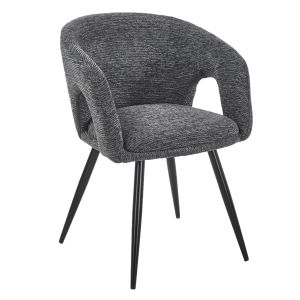 Трапезарен стол Cornel HM18431.01 сив текстил-черни метални крака 59X59X81HСМ.