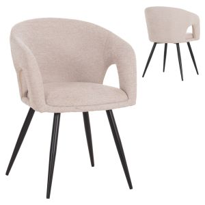 Трапезарен стол Cornel HM18431.02 бежов текстил-черни метални крака 59X59X81HСМ.