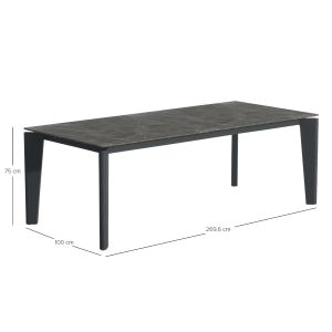 Трапезарна маса Cerrig SM6497.01 алуминий &amp; плот от синтерован камък в сиво 269.6X110X75H