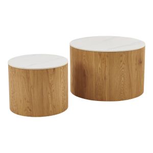 Холна маса Nelba комплект от 2 части, дъбов MDF с керамична повърхност в мраморен вид