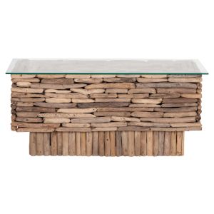 Холна маса правоъгълна Sparrow HM18366 плаващо Дървоdriftwood)-стъкло 105X45X47HСМ.