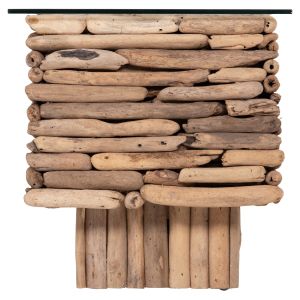 Холна маса правоъгълна Sparrow HM18366 плаващо Дървоdriftwood)-стъкло 105X45X47HСМ.