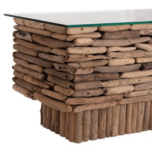 Холна маса правоъгълна Sparrow HM18366 плаващо Дървоdriftwood)-стъкло 105X45X47HСМ.