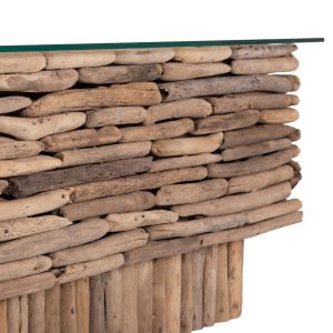 Холна маса правоъгълна Sparrow HM18366 плаващо Дървоdriftwood)-стъкло 105X45X47HСМ.