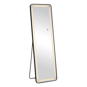 LED-7 Осветено огледало за стена и под, черен алуминий, сензорно с 3 опции за осветление