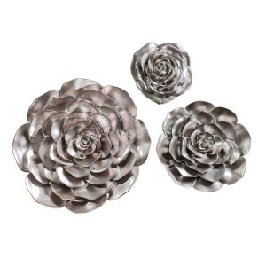 S/3 стенна декорация цветя полирезин златисти 35X35СМ / 25X25СМ / 20X20СМ