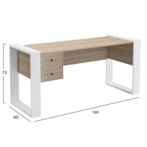 Бюро с 2 чекмеджета Tontel HM2157.01 меламин в цвят сонама - бели крака 160X60X73ВСМ.