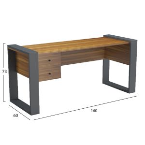 Бюро с 2 чекмеджета Tontel HM2157.03 меламин в орех - сиви крака 160X60X73ВСМ.