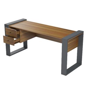 Бюро с 2 чекмеджета Tontel HM2157.03 меламин в орех - сиви крака 160X60X73ВСМ.