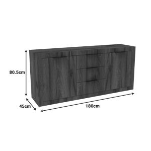 Doha buffet, walnut with oak, 180x45x80.5 cm