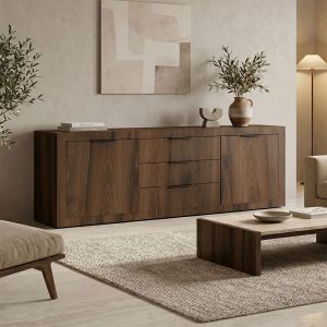 Doha buffet, walnut with oak, 210x45x80.5 cm