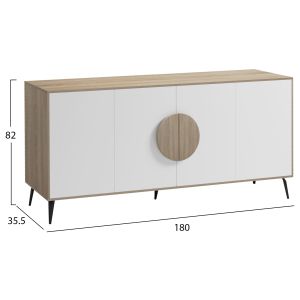 Savore buffet HM18368.11 melamine in sonama/white - black metal legs 180X35.5X82ВСМ.