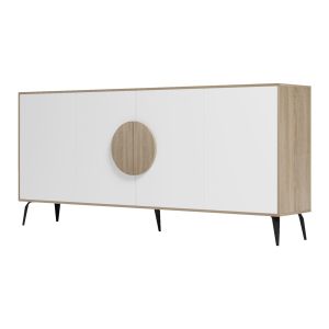 Savore buffet HM18368.11 melamine in sonama/white - black metal legs 180X35.5X82ВСМ.