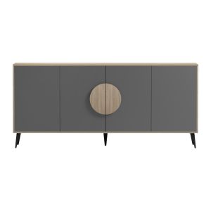 Savore HM18368.13 melamine buffet in sonama/gray - black metal legs 180X35.5X82ВСМ.
