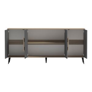Savore HM18368.13 melamine buffet in sonama/gray - black metal legs 180X35.5X82ВСМ.