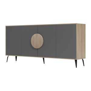 Savore HM18368.13 melamine buffet in sonama/gray - black metal legs 180X35.5X82ВСМ.