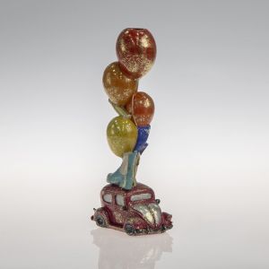 Винтидж кола с балони от полирезин, червено - златна 14X8.5X30.5СМ