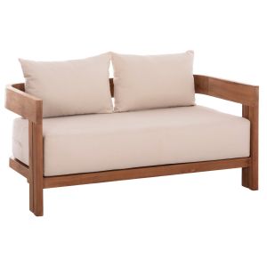 Two-seater sofa Kioto HM6381 teak in natural color - beige with pillows 140X77X72ВСМ.