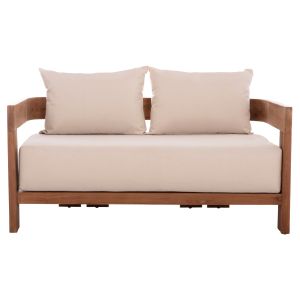 Two-seater sofa Kioto HM6381 teak in natural color - beige with pillows 140X77X72ВСМ.