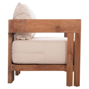 Two-seater sofa Kioto HM6381 teak in natural color - beige with pillows 140X77X72ВСМ.