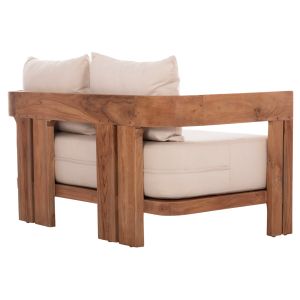 Two-seater sofa Kioto HM6381 teak in natural color - beige with pillows 140X77X72ВСМ.
