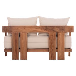 Two-seater sofa Kioto HM6381 teak in natural color - beige with pillows 140X77X72ВСМ.