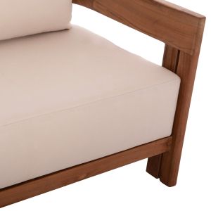 Two-seater sofa Kioto HM6381 teak in natural color - beige with pillows 140X77X72ВСМ.