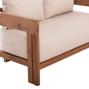 Two-seater sofa Kioto HM6381 teak in natural color - beige with pillows 140X77X72ВСМ.