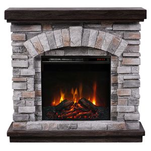 Decorative electric fireplace made of polyresin with stone, flame effect and blower (1400W) 91X29.5X89CM