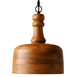 Wooden ceiling chandelier with black chain Ф28X35СМ