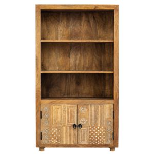 Дървена библиотека с 2 шкафа и 3 рафта 85.5X40X180СМ