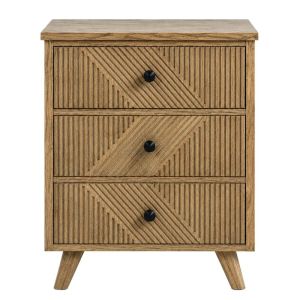 Дървено нощно шкафче, светлокафяво, с 3 чекмеджета 50X33X75СМ