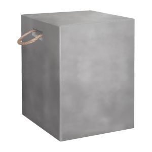 Square stool with rope handles Zak HM6581.01 fiber cement in gray 36X36X43HCM.