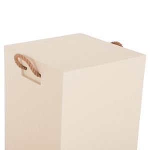 Square stool with rope handles Zak HM6581.02 fiber cement in beige 36X36X45.5HCM.