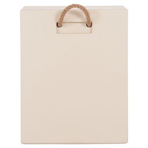 Square stool with rope handles Zak HM6581.02 fiber cement in beige 36X36X45.5HCM.