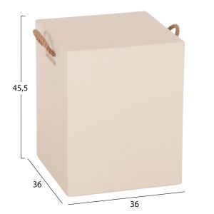 Square stool with rope handles Zak HM6581.02 fiber cement in beige 36X36X45.5HCM.