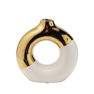 Керамична ваза бяла - златна 20.5X7.5X20.5СМ