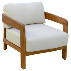 Armchair FB96513 natural acacia wood - ecru cushions 75X75X63YEXM)