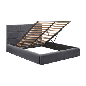 Bed with mattress & storage space Briley HM10807.01 gray velvet - for mattress 160X200CM.