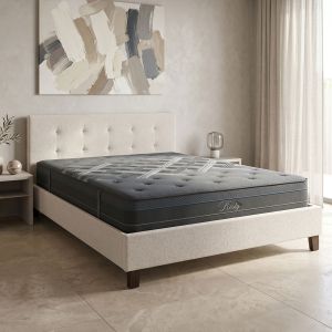 Bed with mattress Mago-Resty fabric ecru 160x200cm