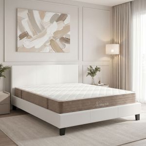 Bed with mattress Nevil-Nemesis PU white 150x200cm