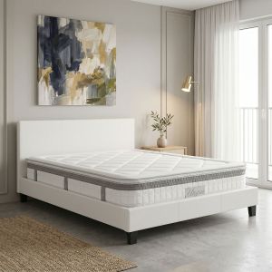 Bed with mattress Nevil-Utopia PU white 150x200cm