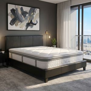 Bed with mattress Nevil-Utopia PU black 150x200cm