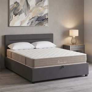 Bed with mattress and storage space Molito-Nemesis velvet anthracite 150x200cm