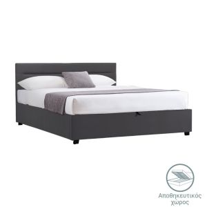Bed with mattress and storage space Molito-Nemesis velvet anthracite 150x200cm