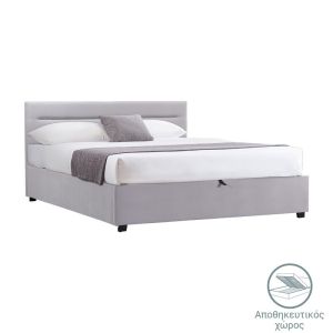 Bed with mattress and storage space Molito-Nemesis velvet gray 150x200cm